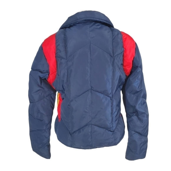 Overseer Blue Rainbow Striped Puffer Ski Coat - Picture 5 of 11